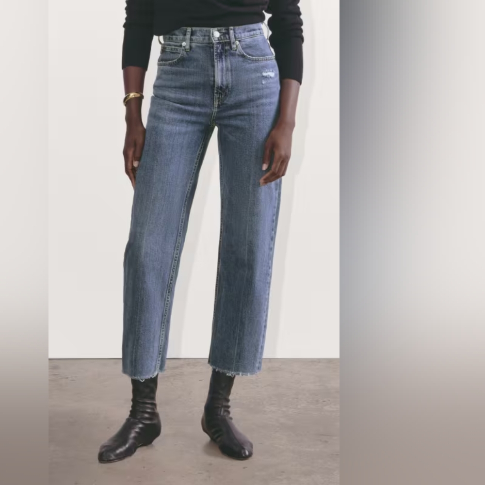 Everlane Way High Jeans in Distressed Blue